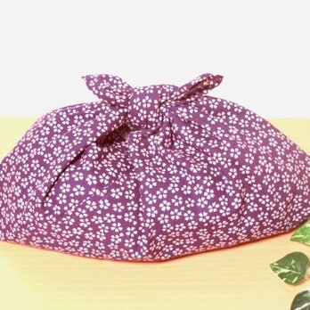 あずま袋 紫色小桜　ファスナー無しバッグ、かごバッグのバッグインにの画像