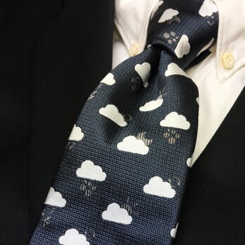 雲小紋柄天気ネクタイ オリジナルシルク/くもり/グレーの画像
