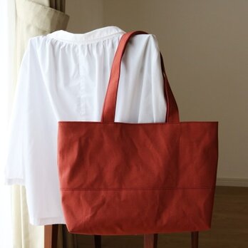 【受注製作】レンガ　倉敷帆布使用横長トートL