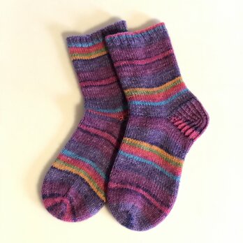 送料込ドイツソックヤーンの手編み靴下【気まぐれな風】の画像