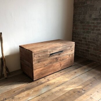 数量限定　M-BOX　収納　ボックス　椅子　ベンチ チェアー　キャスター　収納箱　古材　木箱　アイアン　ウッドボックス　テーブルの画像