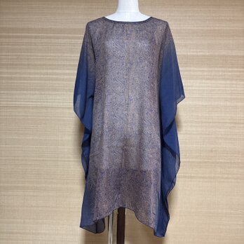 ペイズリー柄ワンピース ブルー