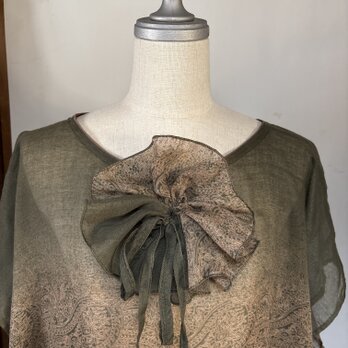 ペイズリー柄ワンピース モスグリーン