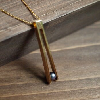 珠竹-silver925-ネックレス～濃灰真珠の画像