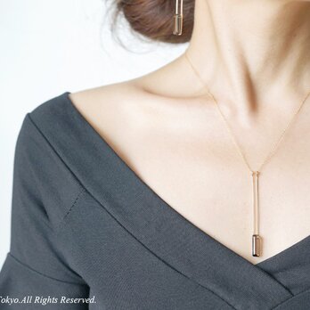 【Minimalism】14KGF Long Rectangle Necklace,の画像