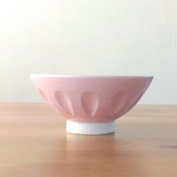 しずく模様のご飯茶碗（桜色）の画像