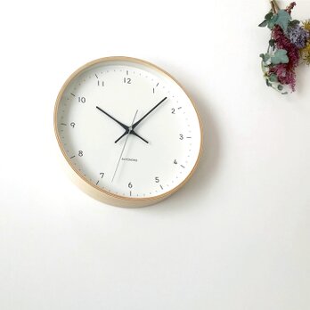 KATOMOKU plywood clock 12 ナチュラル km-80NA 掛け時計 木製 曲げわっぱの画像