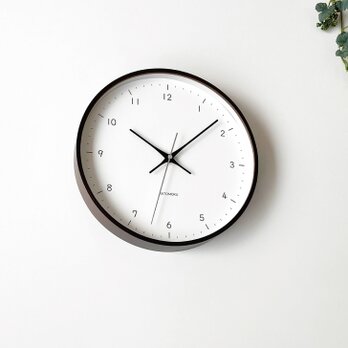 KATOMOKU plywood clock 12 ブラウン km-80BR 掛け時計 木製 曲げわっぱの画像