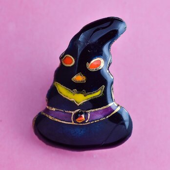 七宝焼ピンブローチ(ピンバッジ,ピンズ) ハロウィンの帽子【受注制作】の画像