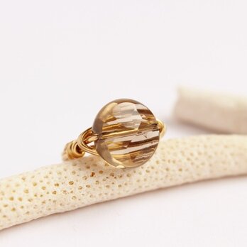 スモーキークォーツ　スターカット　Wire　Ring