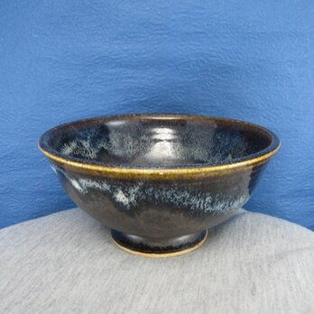 陶器ご飯茶碗（大）青黒天目釉の画像