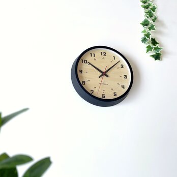 KATOMOKU muku clock 8 ブラック km-81BK 掛け時計 木製 無垢材の画像