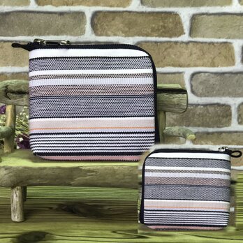 新案設計・倉敷帆布の薄い財布   グレー系生地 紺ファスナーの画像