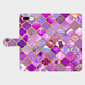 モロカンタイルパターン（dawn　purple）　iphone　6plus/7plus/8plus 専用　手帳型ケースの画像