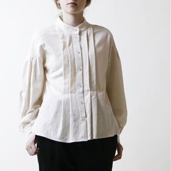 東炊きコットンビエラ・タック・ブラウウス／アイボリー