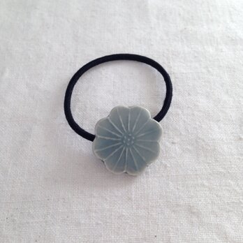 ヘアゴム(ブルーグレー花)B