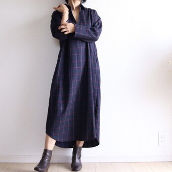 起毛コットンのチェックワンピース No.21の画像