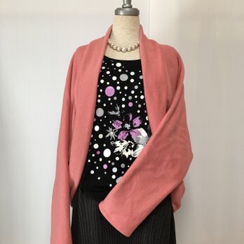 マーガレットボレロ  羽織りもの サーモンピンク ドルマンスリーブ ニットの画像