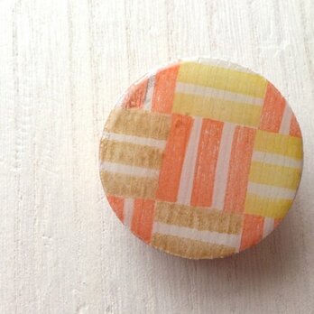 wood design brooch：line blocksの画像