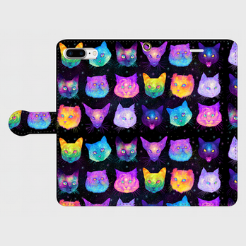 猫宇宙　ーspace　catー　　iphone　6plus/7plus/8plus 専用　手帳型ケースの画像