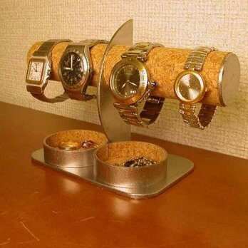 プレゼントに　腕時計4本掛け丸トレイ付きハーフムーン腕時計スタンド　ＡＫデザインの画像