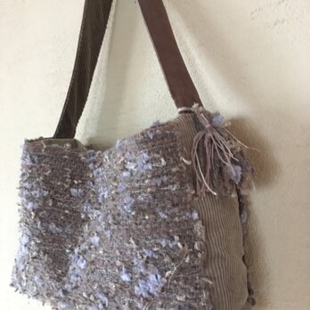 手織り布のワンハンドルバッグS～ココアグレーの画像