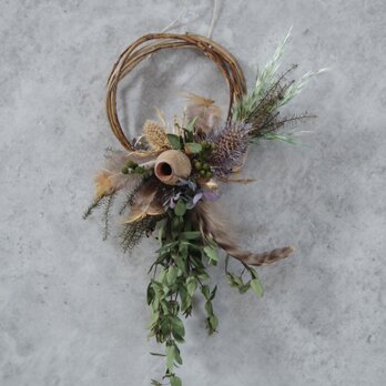 dried wreath mini greenの画像
