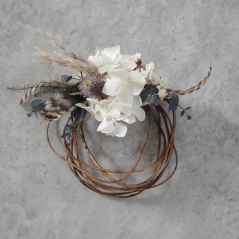 dried wreath mini whiteの画像