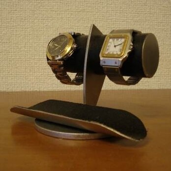 腕時計スタンド　腕時計スタンド 手作り　腕時計スタンド 高級　ウオッチ　どっしりちょっと太めのパイプブラックコルク腕時計スタンドの画像
