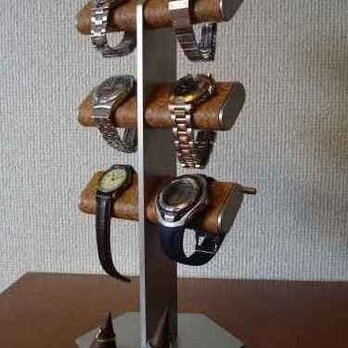 腕時計　飾る　6本掛け腕時計、革バンド、リングスタンド（未固定）の画像