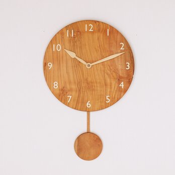 木製 振り子時計 丸型　桜材10の画像
