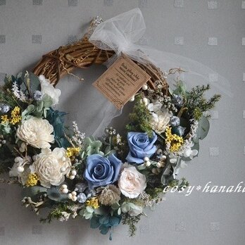 ホワイトブルーのハーフdress＊wreathの画像