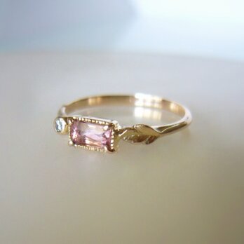 ピンクトルマリンとダイヤのK10の指輪の画像