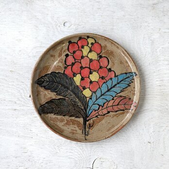 草花模様の盆皿の画像