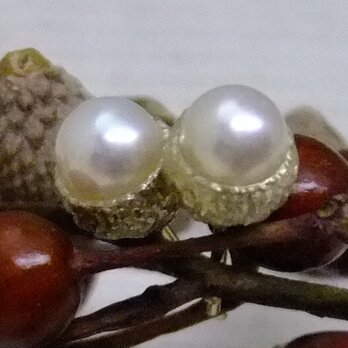 真珠のドングリ＊925/K18gp 14kgfピアスの画像