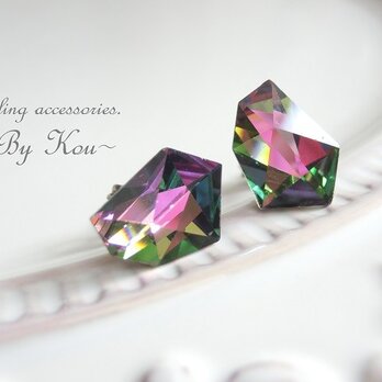 ：■Hexagon◆：vintage swarovski ピアス。の画像