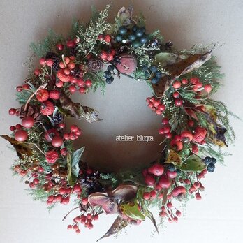 八ヶ岳〜ローズヒップとバラの実の秋色Wreath001の画像