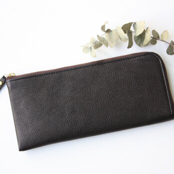 【数量限定】牛革のスリムな長財布Ｌ字型　ブラック