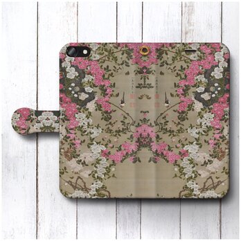 【伊藤若冲 薔薇】スマホケース手帳型 iPhoneⅩ XS 全機種 対応 TPU レザー 名画の画像