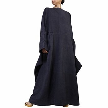 ジョムトン手織り綿のロングドレス No.2 墨黒 （DFS-054-01）の画像