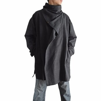 ジョムトン手織り綿マント風デザインジャケット 黒 Lサイズ（J-029-05L)の画像