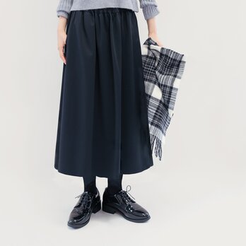 どんな場面でも安心な 上質 チノタイプ 黒 綿混 ロングスカート ブラック ●ROSALIE●