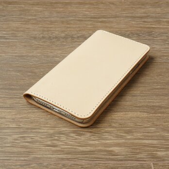 牛革 iPhone XR カバー  ヌメ革  レザーケース  手帳型  ナチュラルカラーの画像