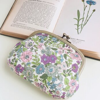 ■リバティプリントのがま口ポーチ (石目模様の口金）/ エミリー ■ sable (lbt-eml)