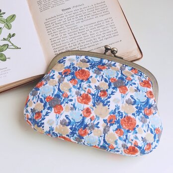 ■リバティプリントのがま口ポーチ (石目模様の口金）/ ロゼッタ ■ sable (lbt-rst)