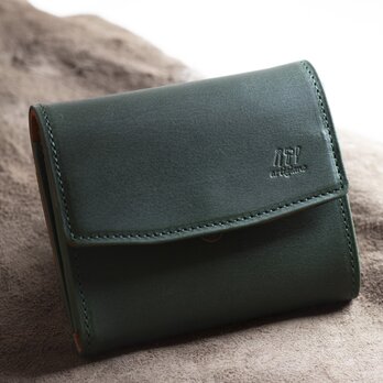 【小さな存在、大きな魅力】ショートギャルソンウォレット　二つ折り財布　ヌメ革　グリーン　aw-19hn