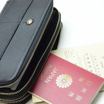 クロム革パスポートケース（お薬手帳用）ブラック メンズ 【日本製】の画像