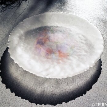 つや消しガラスの大皿 -「 HANAのおと 」● 桜色・29cmの画像