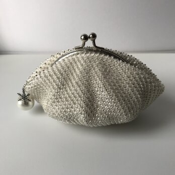 Beaded Pouch --Snow Crystal-- Ivory (L)の画像