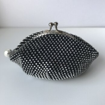 Beaded Pouch --Snow Crystal-- Black (L)の画像